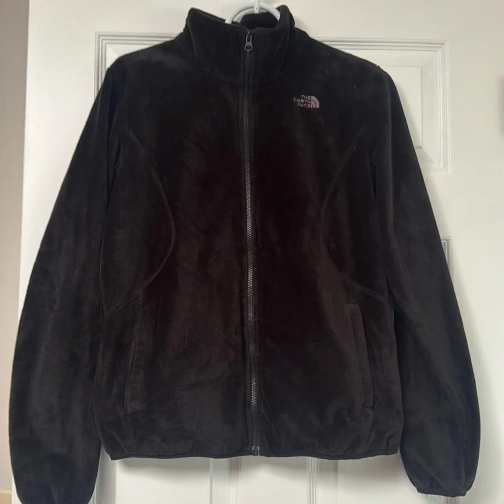 The North Face Ostio Full Zip Jacket Black w/gray Thick Fleece Medium TNF furry